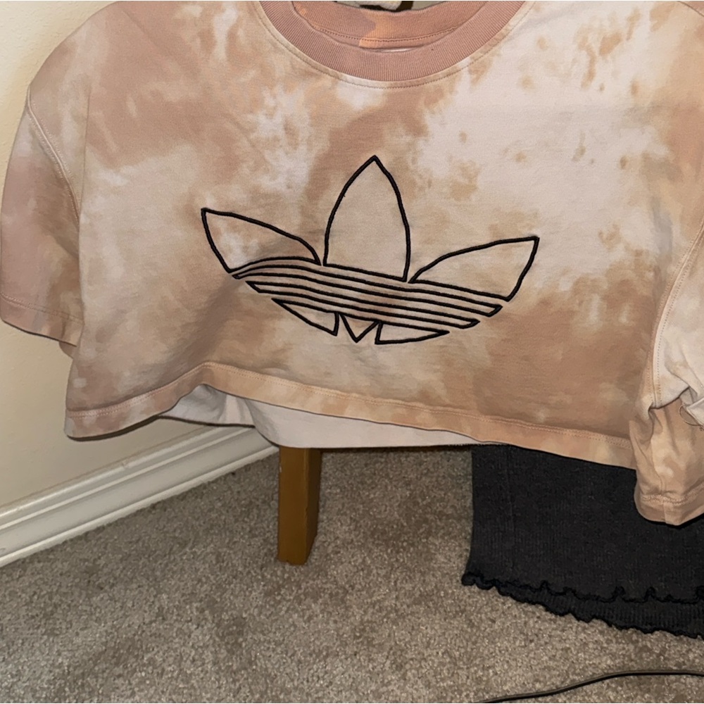 Adidas Beige Tie-Dye Crop Top